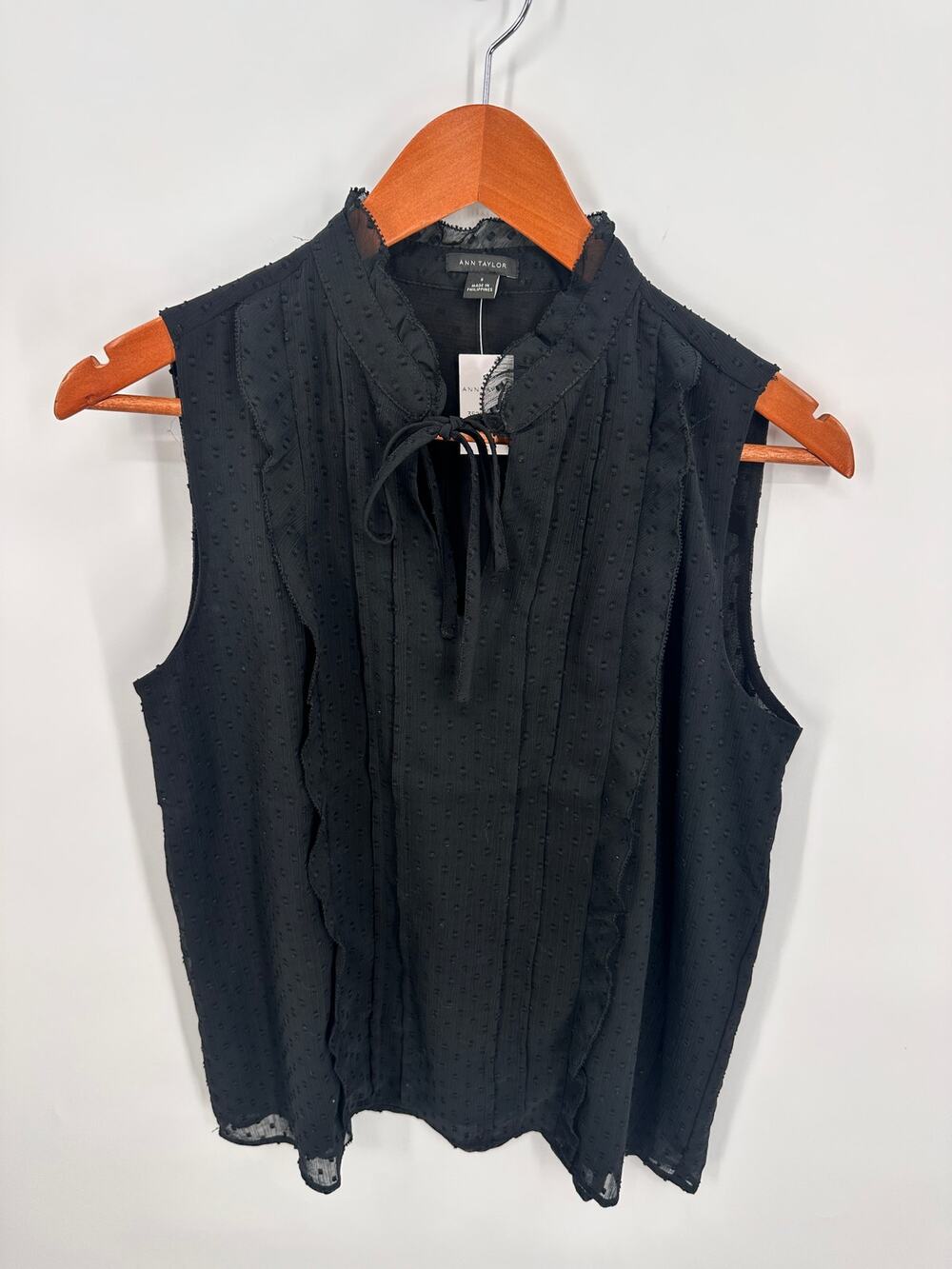ANN TAYLOR NWT Black Swiss Dot Tank Blouse // S